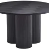 Riess-Ambiente Esstische|Retro Möbel > Design Esstisch BABYLON 120cm schwarz Fischgrät Eiche rund mit drei Säulenfüßen