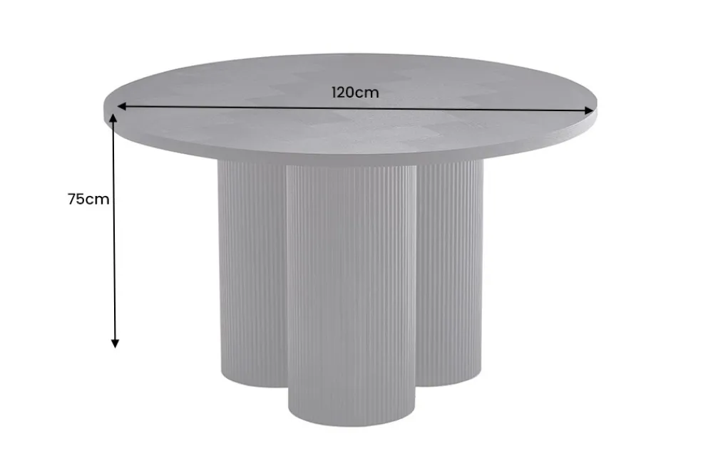 Riess-Ambiente Esstische|Retro Möbel > Design Esstisch BABYLON 120cm schwarz Fischgrät Eiche rund mit drei Säulenfüßen
