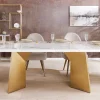 Riess-Ambiente Goldene Möbel|Esstische > Design Esstisch EXTRAVAGANCIA 200cm weiß Marmor Metall brushed champagner gold