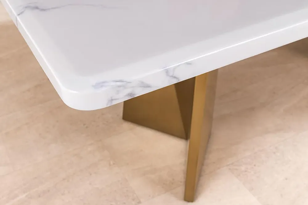 Riess-Ambiente Goldene Möbel|Esstische > Design Esstisch EXTRAVAGANCIA 200cm weiß Marmor Metall brushed champagner gold