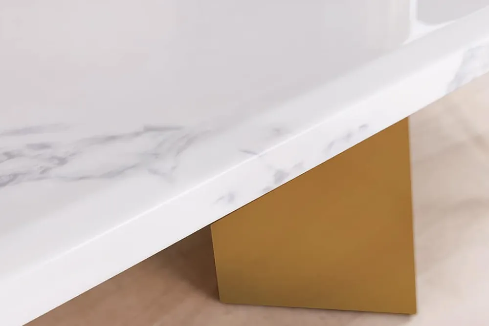 Riess-Ambiente Goldene Möbel|Esstische > Design Esstisch EXTRAVAGANCIA 200cm weiß Marmor Metall brushed champagner gold