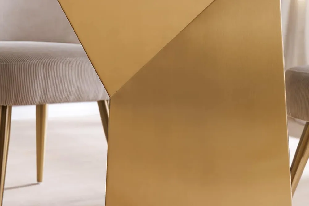 Riess-Ambiente Goldene Möbel|Esstische > Design Esstisch EXTRAVAGANCIA 200cm weiß Marmor Metall brushed champagner gold