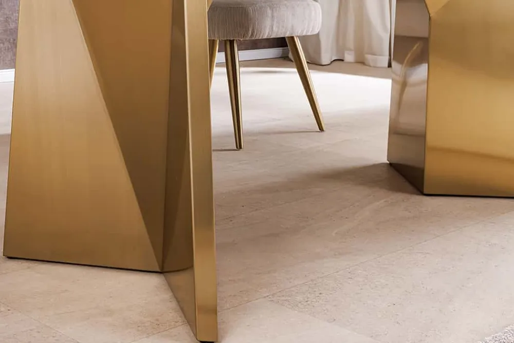 Riess-Ambiente Goldene Möbel|Esstische > Design Esstisch EXTRAVAGANCIA 200cm weiß Marmor Metall brushed champagner gold
