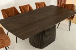 Riess-Ambiente Mehr...|Massivholzesstische > Design Esstisch GRAND 200cm dunkelbraun Mangoholz Bootsform mit Sockel