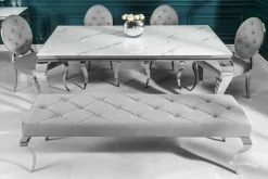 Riess-Ambiente Esstische > Design Esstisch MODERN BAROCK 200cm weiß chrom Glasplatte Marmor Edelstahlbeine