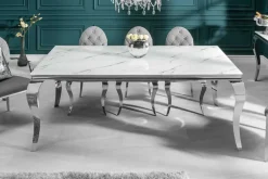 Riess-Ambiente Esstische > Design Esstisch MODERN BAROCK 200cm weiß chrom Glasplatte Marmor Edelstahlbeine