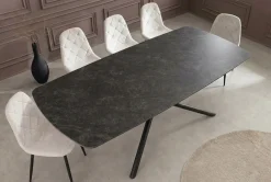 Riess-Ambiente Esstische > Design Esstisch OSAKA 160cm anthrazit Keramik schwarz Sterngestell Metall
