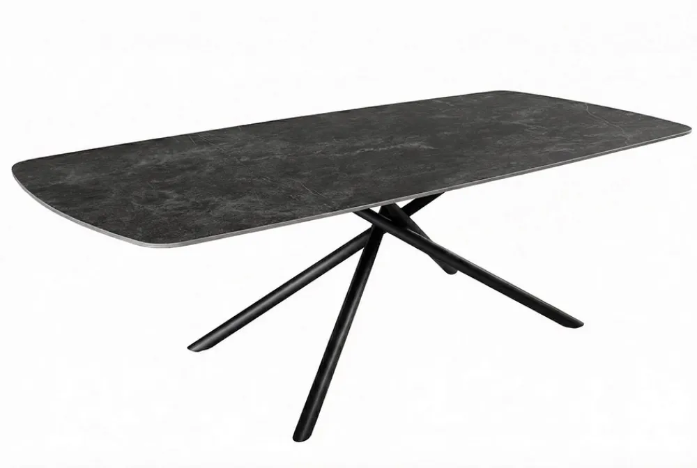 Riess-Ambiente Esstische > Design Esstisch OSAKA 160cm anthrazit Keramik schwarz Sterngestell Metall
