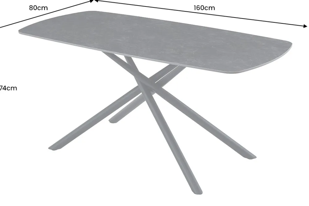 Riess-Ambiente Esstische > Design Esstisch OSAKA 160cm anthrazit Keramik schwarz Sterngestell Metall