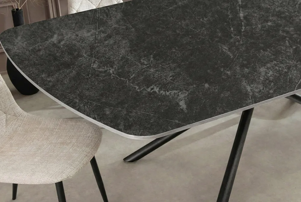 Riess-Ambiente Esstische > Design Esstisch OSAKA 200cm anthrazit Keramik schwarz Sterngestell Metall