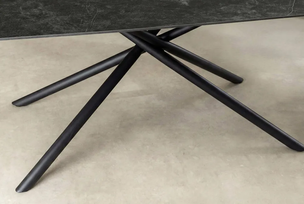 Riess-Ambiente Esstische > Design Esstisch OSAKA 200cm anthrazit Keramik schwarz Sterngestell Metall