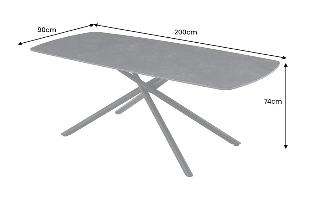 Riess-Ambiente Esstische > Design Esstisch OSAKA 200cm anthrazit Keramik schwarz Sterngestell Metall