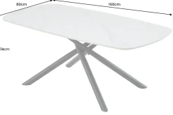 Riess-Ambiente Esstische > Design Esstisch OSAKA 160cm weiß Keramik schwarz Sterngestell Metall