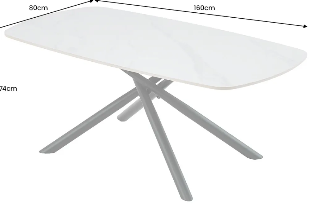 Riess-Ambiente Esstische > Design Esstisch OSAKA 160cm weiß Keramik schwarz Sterngestell Metall