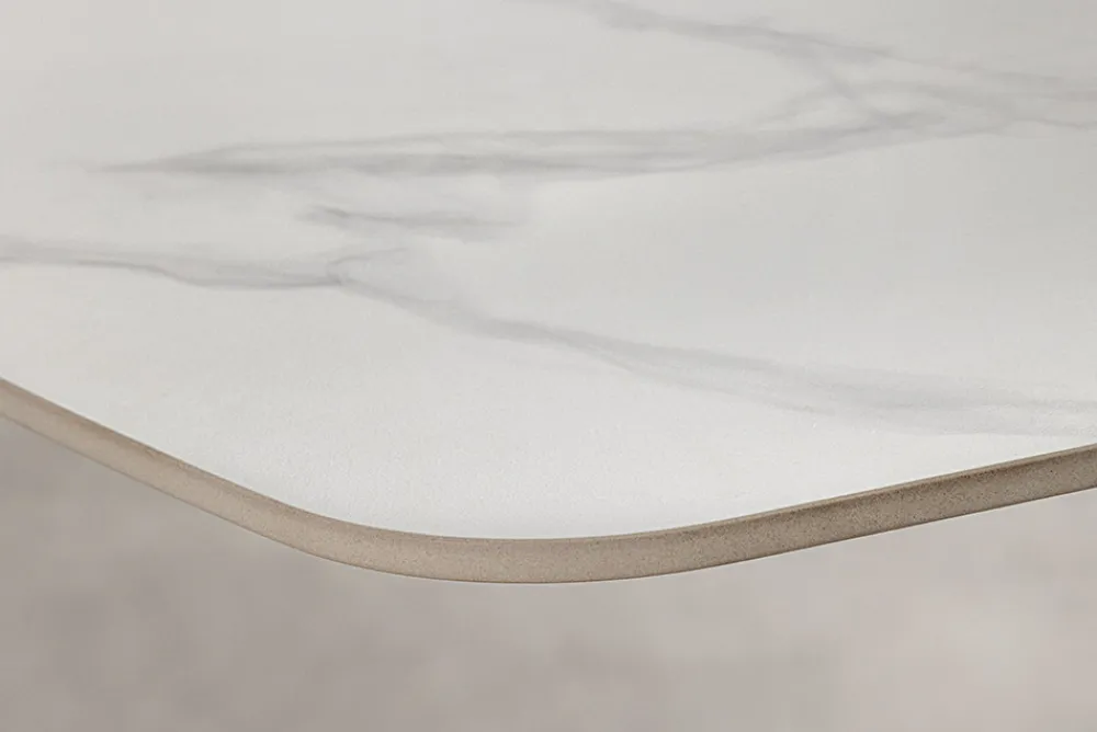 Riess-Ambiente Esstische > Design Esstisch OSAKA 160cm weiß Keramik schwarz Sterngestell Metall