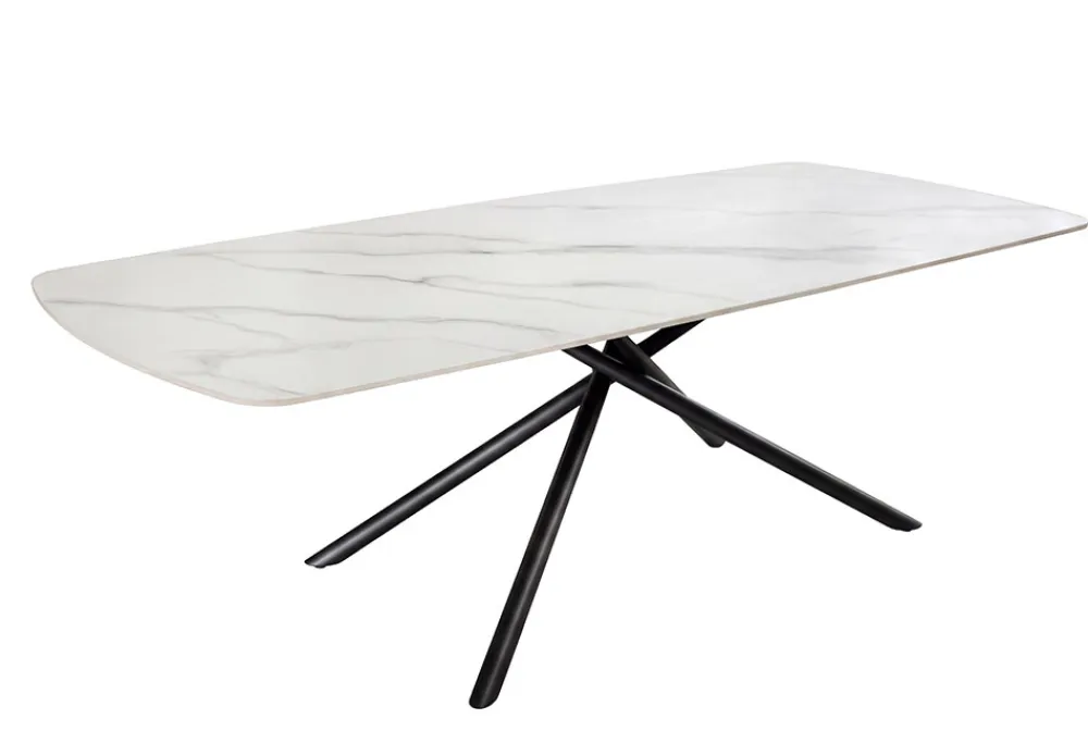 Riess-Ambiente Esstische > Design Esstisch OSAKA 160cm weiß Keramik schwarz Sterngestell Metall