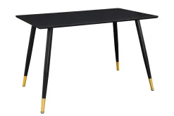 Riess-Ambiente Esstische|Retro Möbel > Design Esstisch PARIS 120cm schwarz Eichenholz mit goldenen Fußkappen