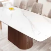 Riess-Ambiente Esstische > Design Esstisch UNIQUE 200cm weiß Walnuss Keramik Marmor Säulenfuß