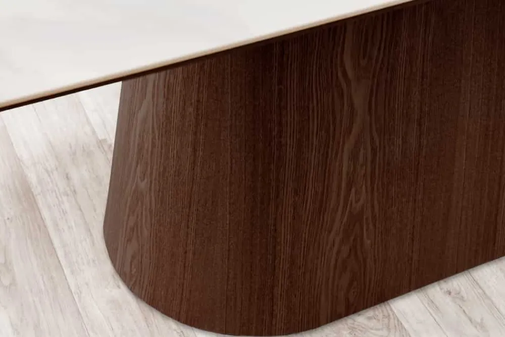 Riess-Ambiente Esstische > Design Esstisch UNIQUE 200cm weiß Walnuss Keramik Marmor Säulenfuß