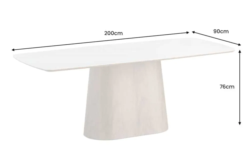 Riess-Ambiente Esstische > Design Esstisch UNIQUE 200cm weiß Walnuss Keramik Marmor Säulenfuß