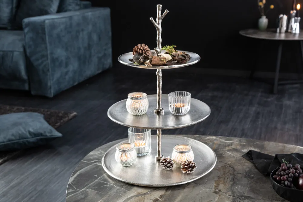 Riess-Ambiente Etageren & Tabletts > Design Etagere ABSTRACT 50cm silber mit drei Etagen