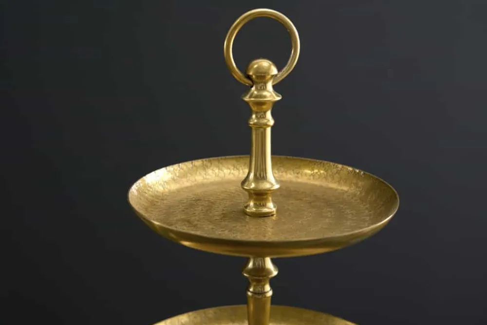 Riess-Ambiente Goldene Möbel|Etageren & Tabletts > Design Etagere ORIENT 50cm gold im Wild Hammerschlag mit drei Etagen