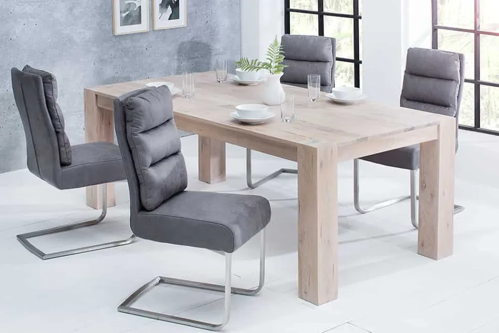 Riess-Ambiente Freischwinger|Industrial Loft > Design Freischwinger Stuhl COMFORT vintage grau mit Edelstahl-Gestell