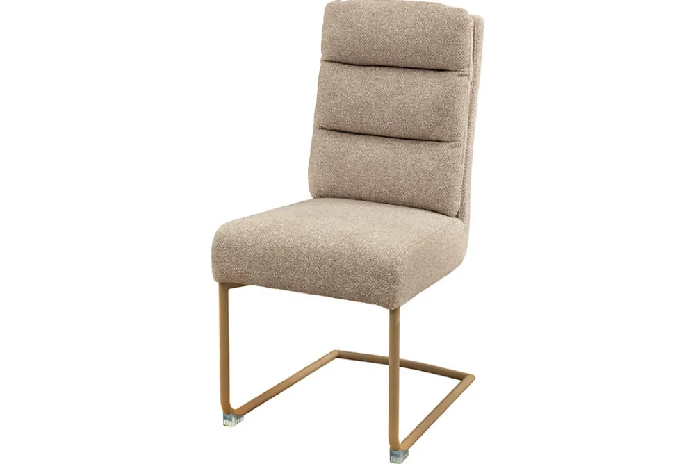 Riess-Ambiente Freischwinger > Design Freischwinger Stuhl COMFORT beige Strukturstoff mit Metallgestell