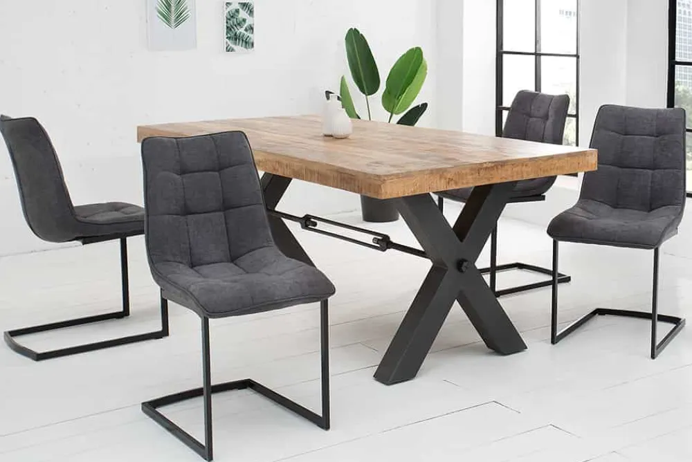 Riess-Ambiente Freischwinger|Industrial Loft > Design Freischwinger Stuhl MIAMI dunkelgrau Metallgestell matt schwarz