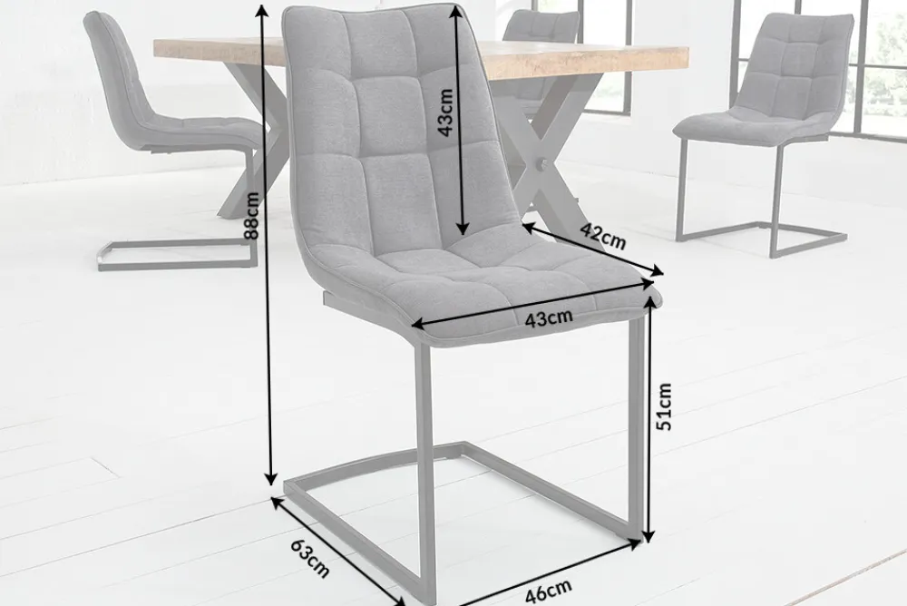 Riess-Ambiente Freischwinger|Industrial Loft > Design Freischwinger Stuhl MIAMI dunkelgrau Metallgestell matt schwarz