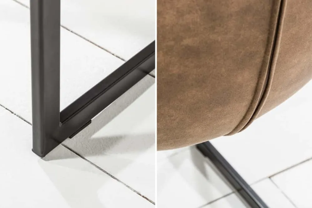 Riess-Ambiente Freischwinger|Industrial Loft > Design Freischwinger Stuhl MIAMI taupe antik Microfaser Metallgestell matt schwarz