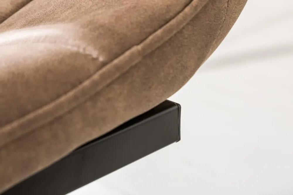 Riess-Ambiente Freischwinger|Industrial Loft > Design Freischwinger Stuhl MIAMI taupe antik Microfaser Metallgestell matt schwarz