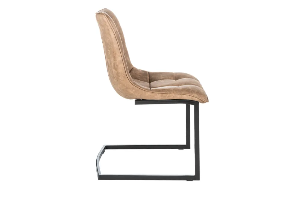 Riess-Ambiente Freischwinger|Industrial Loft > Design Freischwinger Stuhl MIAMI taupe antik Microfaser Metallgestell matt schwarz