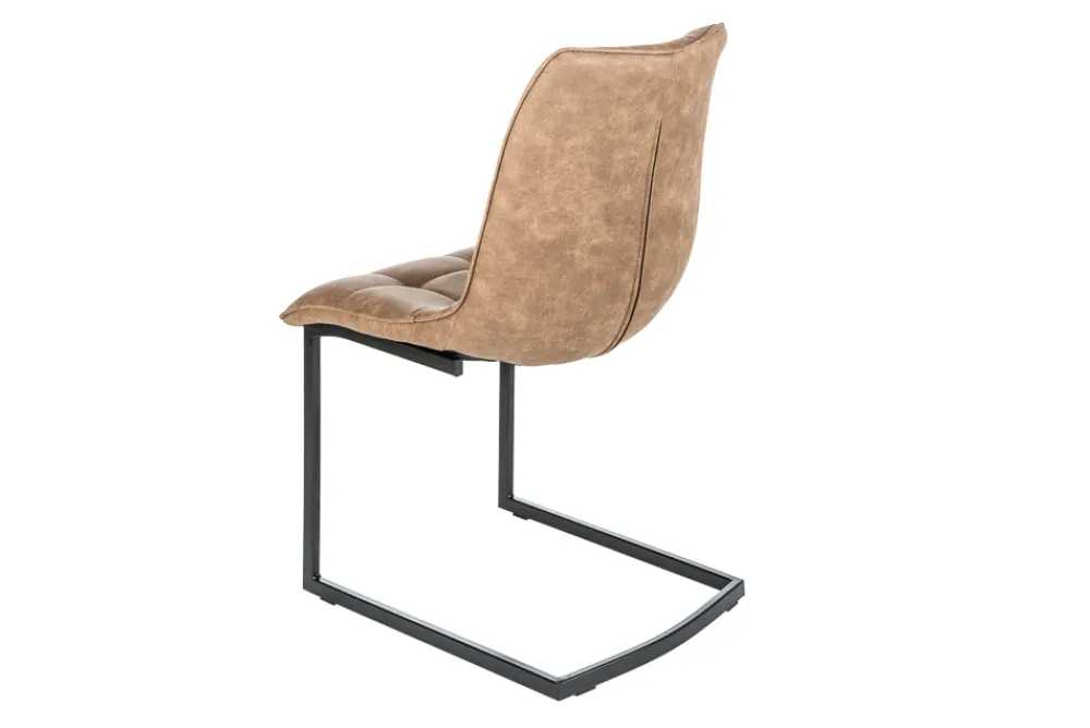 Riess-Ambiente Freischwinger|Industrial Loft > Design Freischwinger Stuhl MIAMI taupe antik Microfaser Metallgestell matt schwarz