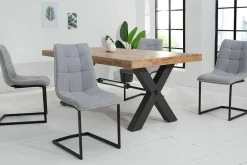 Riess-Ambiente Freischwinger|Industrial Loft > Design Freischwinger Stuhl MIAMI hellgrau Metallgestell matt schwarz