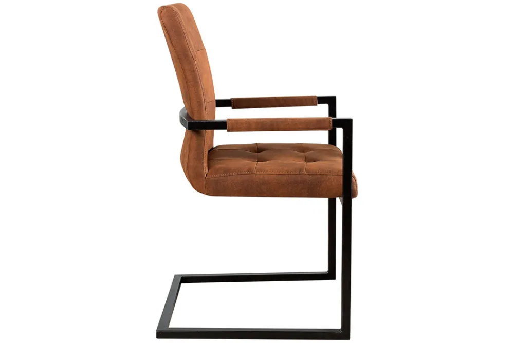 Riess-Ambiente Freischwinger|Industrial Loft > Design Freischwinger Stuhl OXFORD vintage braun mit Armlehne Eisengestell