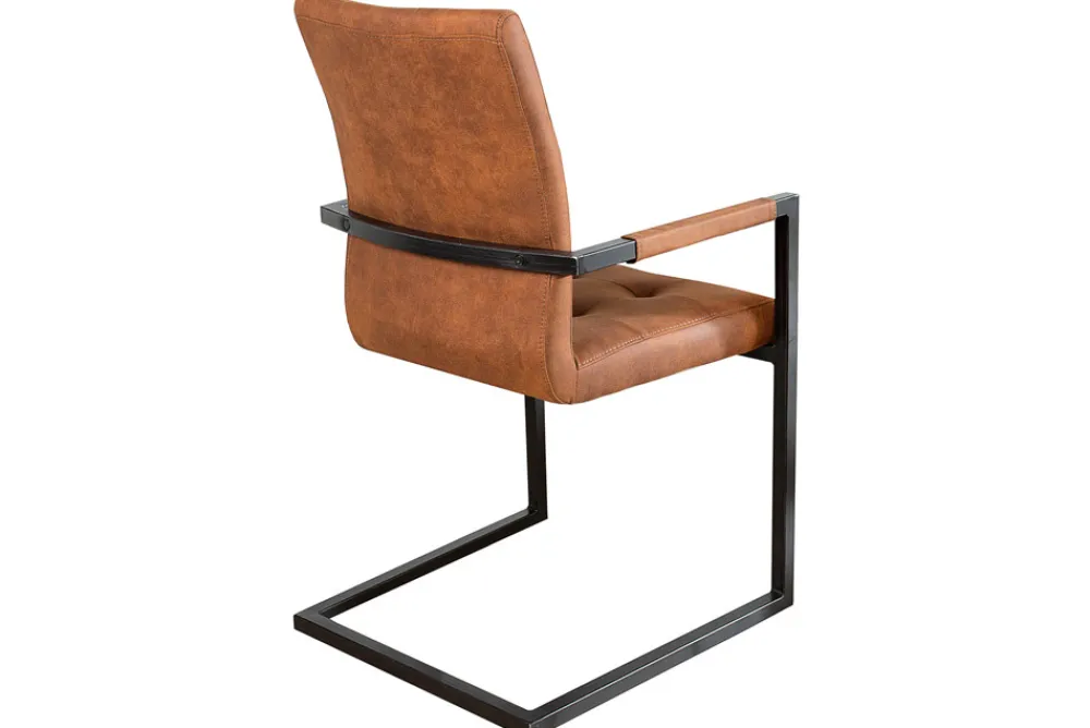 Riess-Ambiente Freischwinger|Industrial Loft > Design Freischwinger Stuhl OXFORD vintage braun mit Armlehne Eisengestell