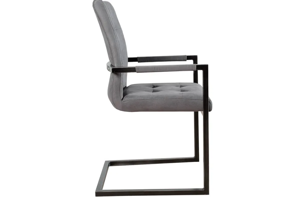 Riess-Ambiente Freischwinger|Industrial Loft > Design Freischwinger Stuhl OXFORD vintage grau mit Armlehne Eisengestell