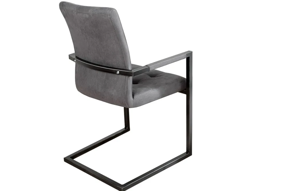 Riess-Ambiente Freischwinger|Industrial Loft > Design Freischwinger Stuhl OXFORD vintage grau mit Armlehne Eisengestell