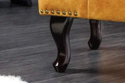 Riess-Ambiente Polsterhocker|Sitzhocker > Design Fußhocker CHESTERFIELD 80cm senfgelb Samt Knopfheftung Nietenbesatz