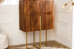 Riess-Ambiente Highboards|Retro Möbel > Design Highboard GATSBY 125cm braun mattgold Mangoholz Retro