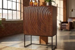 Riess-Ambiente Mehr...|Massivholzschränke > Design Highboard ORBIT 120cm braun Mangoholz mit 3D-Front schwarz Metall