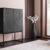 Riess-Ambiente Mehr...|Massivholzschränke > Design Highboard ORBIT 120cm schwarz Mangoholz mit 3D-Front Metall