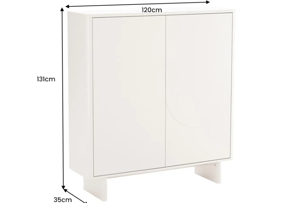 Riess-Ambiente Highboards > Design Highboard SAVOY 130cm kaschmir weiß Marmor Keramik mit Stauraum und 3D-Front