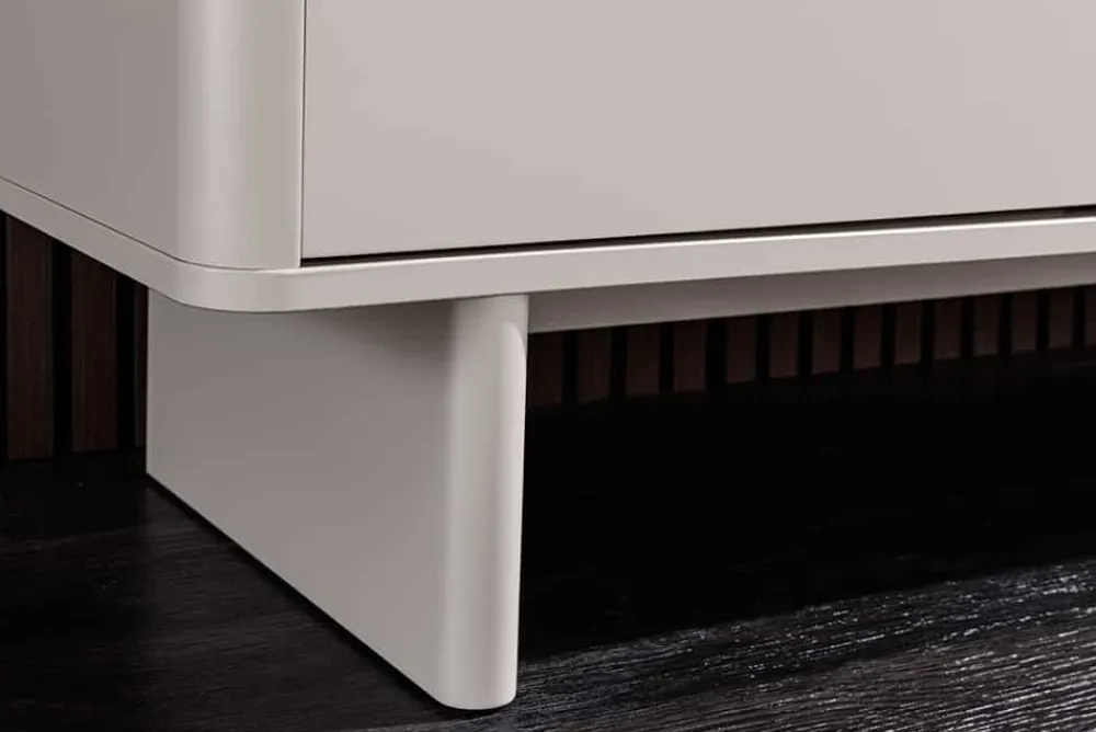 Riess-Ambiente Highboards > Design Highboard SAVOY 130cm kaschmir weiß Marmor Keramik mit Stauraum und 3D-Front