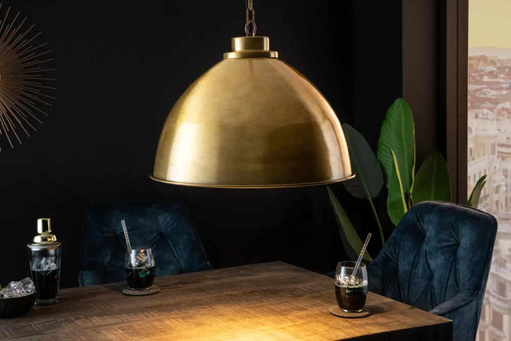 Riess-Ambiente Goldene Möbel|Hängelampen > Design Hängelampe INDUSTRIAL 45cm gold Metall rund Pendelleuchte höhenverstellbar