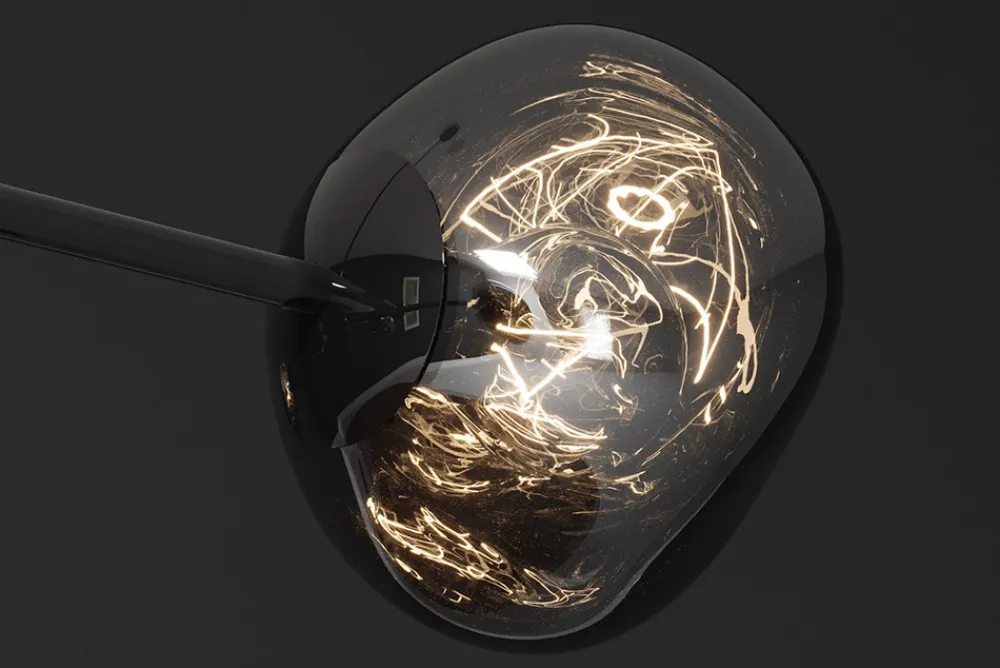 Riess-Ambiente Hängelampen > Design Hängelampe LIQUID DIAMOND 100cm smoke schwarz Glas fünf Schirme Kugelleuchte