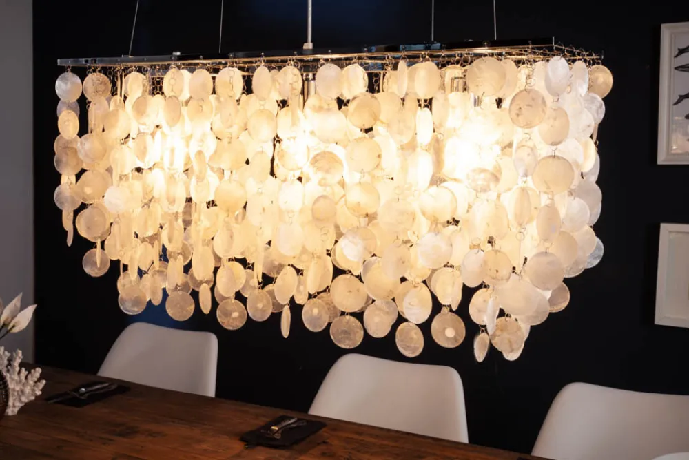 Riess-Ambiente Hängelampen > Design Hängelampe SHELL REFLECTIONS 80cm Muschellampe Perlmutt