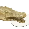 Riess-Ambiente Beistelltische|Couchtische & Truhen > Design Hängetisch WILDLIFE CROCODILE 75cm gold Krokodil oval Glas Beistelltisch
