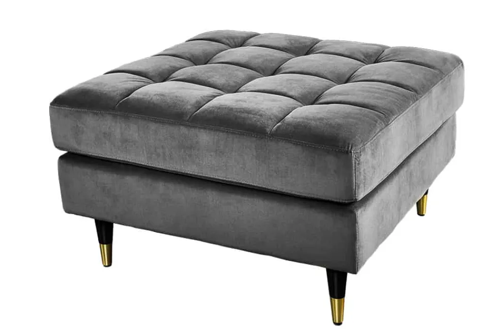 Riess-Ambiente Polsterhocker|Sitzhocker > Design Hocker COZY VELVET 80cm grau Samt goldene Füße